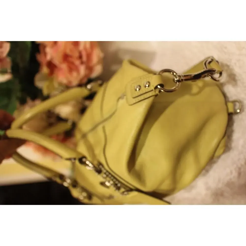 COACH F15445 Ashley leather satchel lime YELLOW green bag purse (110